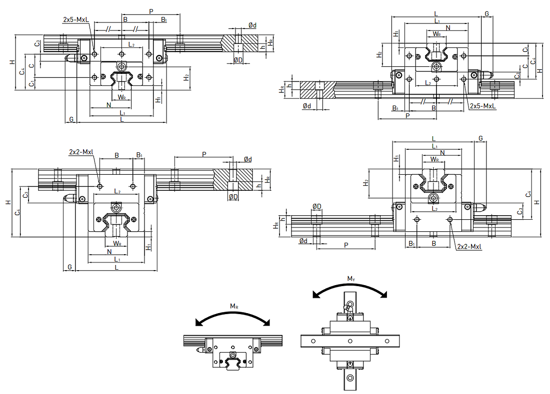 HIWIN Linear Guideway AG Series Dimensions